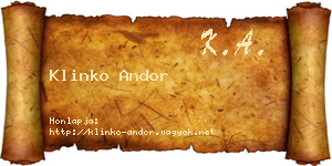 Klinko Andor névjegykártya