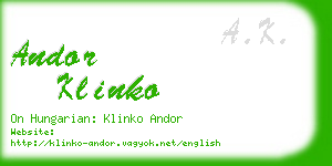 andor klinko business card